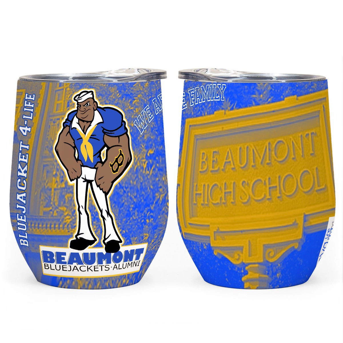 B.H.S. Pride Egg Shaped Wine Tumbler|12OZ BLUE/GOLD