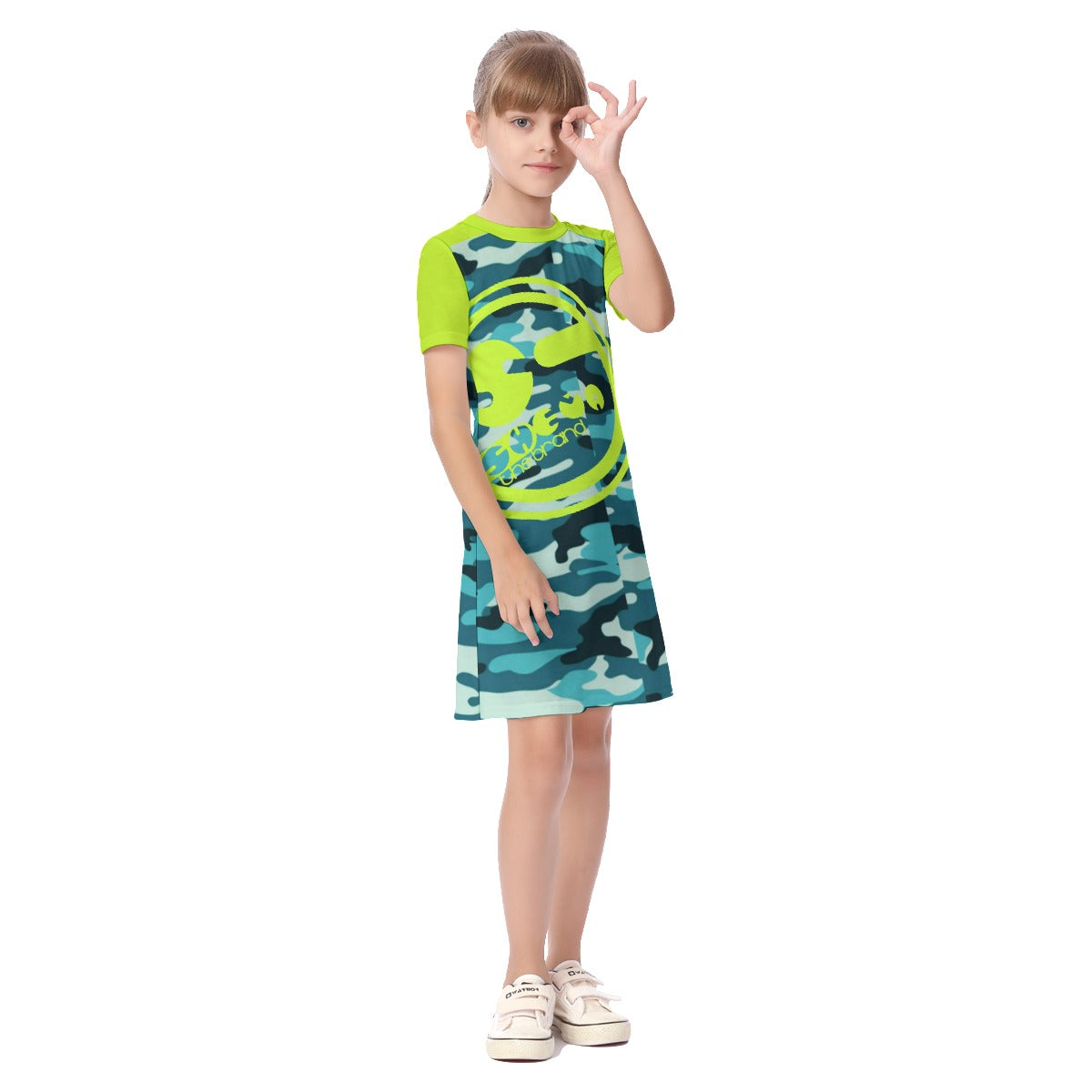 She'va Girl's Short Sleeve Tee-Dress (gre/stp)