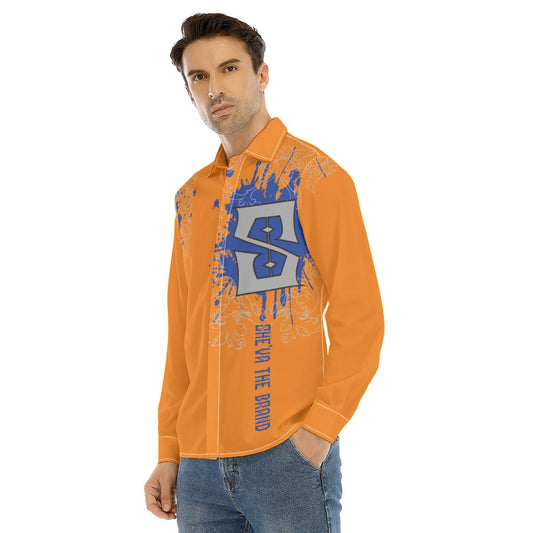 She'va Men's Long Sleeve Stand-Up Guy Shirt  (orange)