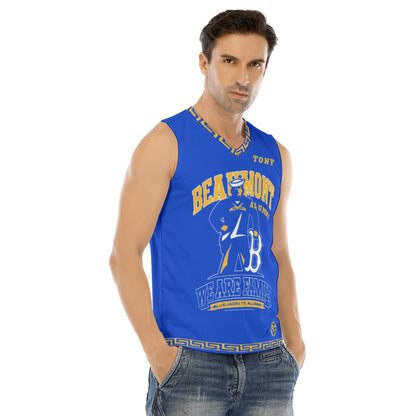 O.G. RETRO Men's V-neck Tank Top/ BLUE  * YOU CAN PERSONALIZE ME *