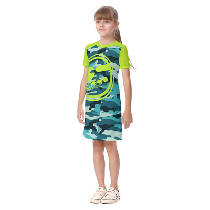 She'va Girl's Short Sleeve Tee-Dress (gre/stp)