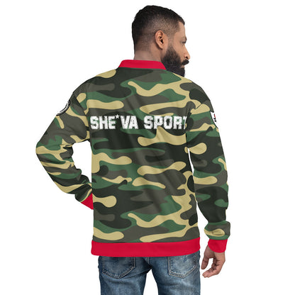 Army Patched Unisex Camo Bomber *Army Green /Red*