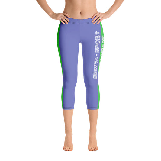 Women's Gym Beast Capri Leggings  (purple/green/white)