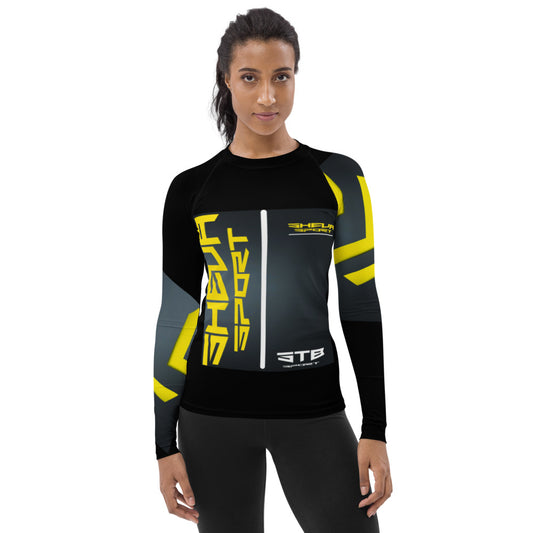 She'va Arrow Print long sleeve active stretch tee (yellow/grey)