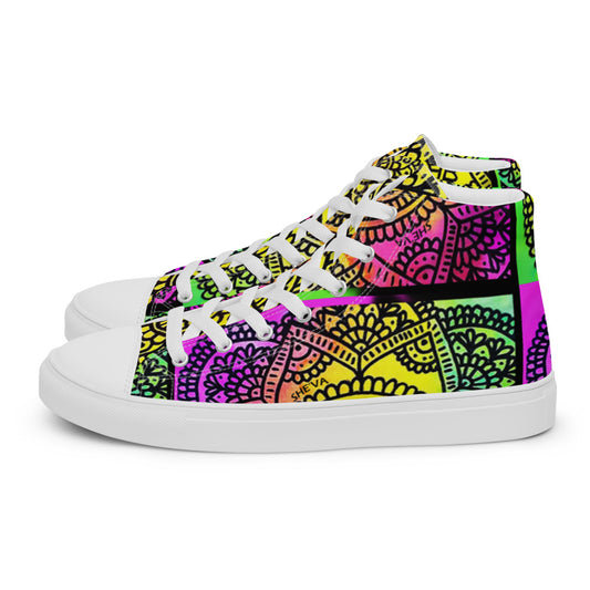 Women’s High Top Mandala Print Canvas Shoes (rainbow)